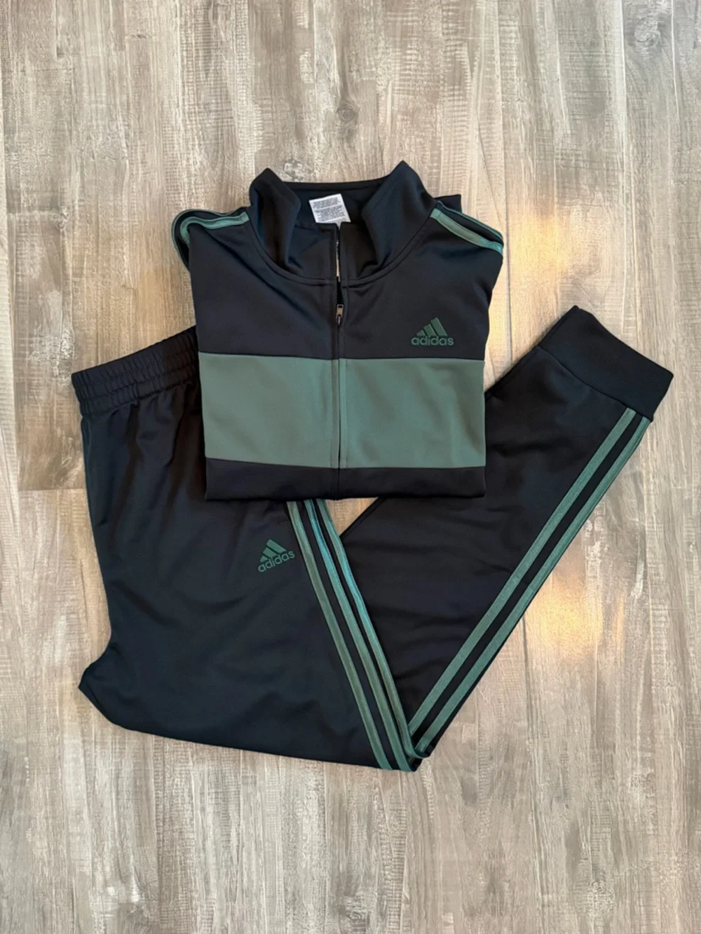 adidas Kids Black and Olive Track Jacket & Pants Set NWOT